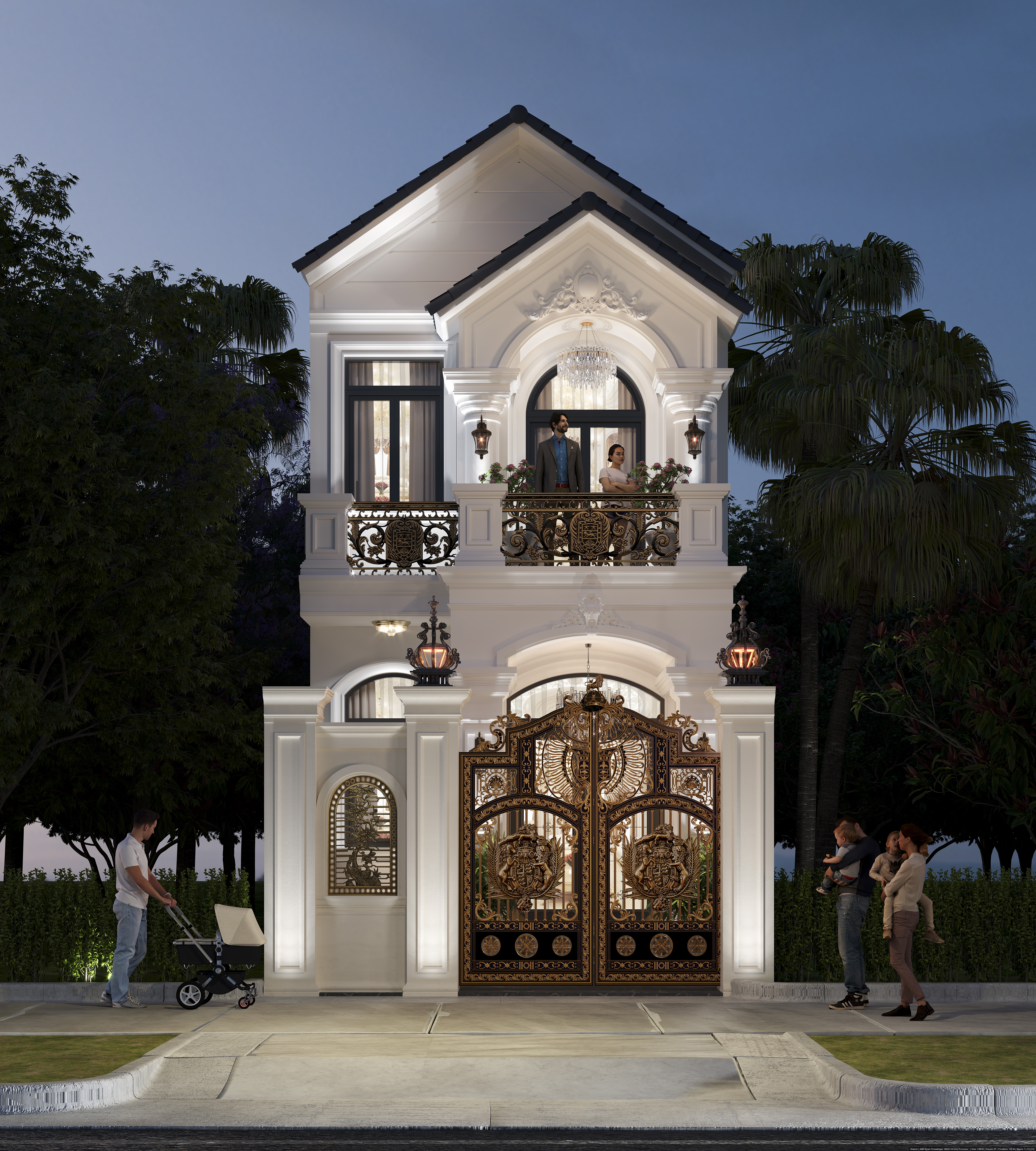 Công trình Nhà Phố 1 Trệt 1 Lầu Tân Cổ Điển tại An Giang (Diện tích 5x16m)