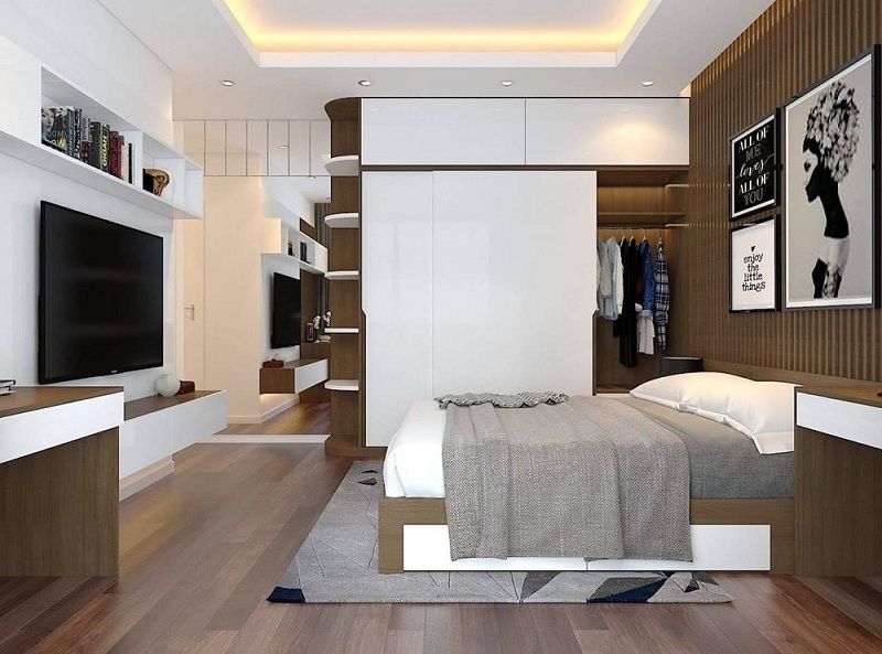 thiết kế phòng ngủ vợ chồng nhà phố 2 tầng hiện đại