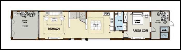Bản vẽ thiết kế nhà 2 tầng 4 phòng ngủ mái bằng