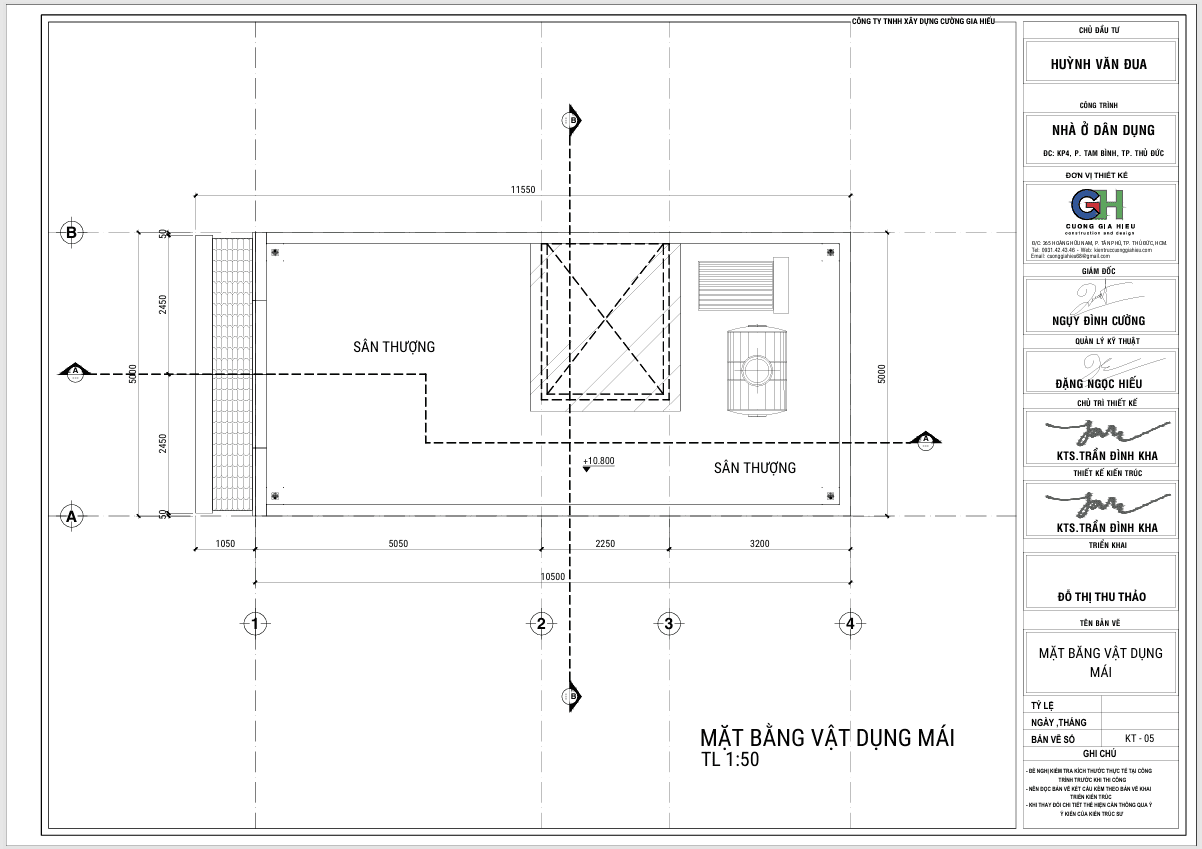 Mặt bằng công năng sân thượng