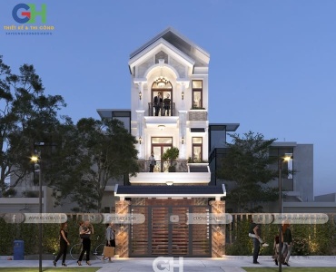 Thiết kế nhà phố 3 tầng tân cổ điển 5x17,5m Bà Rịa Vũng Tàu - anh Tùng